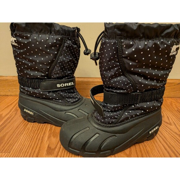 Sorel Kids Black and White Polka Dot Boots - Picture 8 of 12
